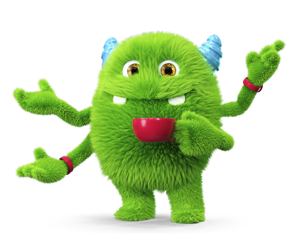 Green Monster Drinking Tea